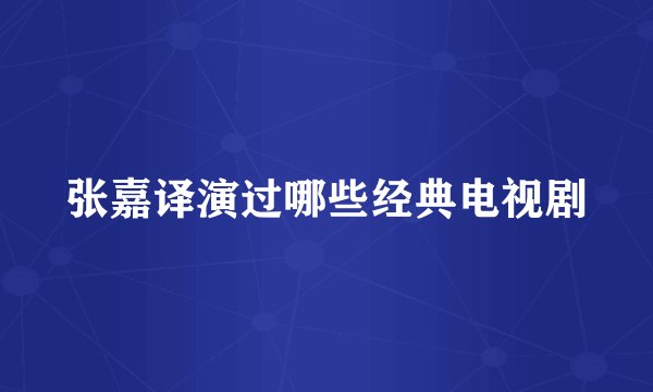 张嘉译演过哪些经典电视剧