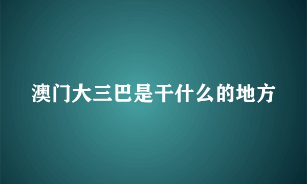 澳门大三巴是干什么的地方
