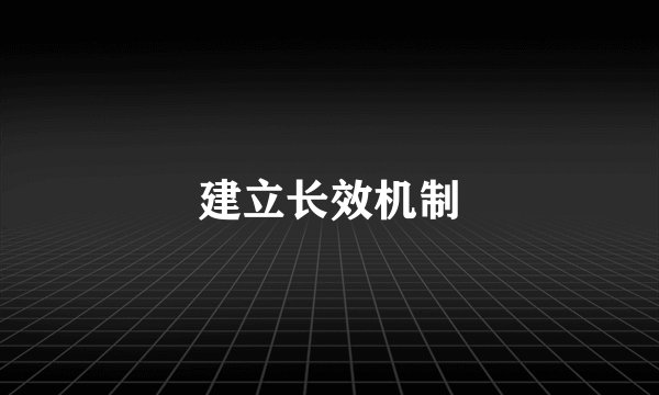建立长效机制