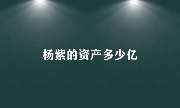 杨紫的资产多少亿