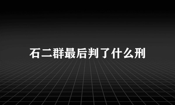 石二群最后判了什么刑