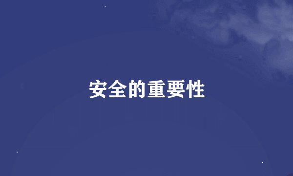 安全的重要性