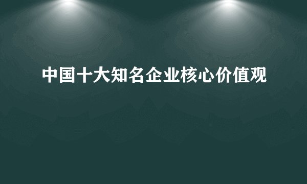 中国十大知名企业核心价值观
