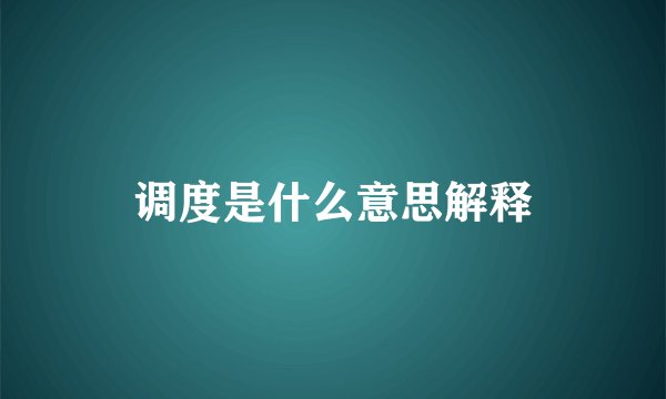 调度是什么意思解释