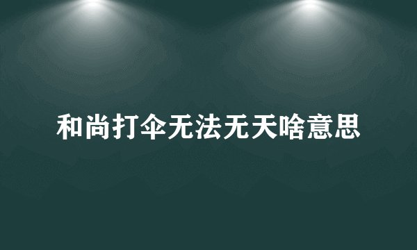 和尚打伞无法无天啥意思