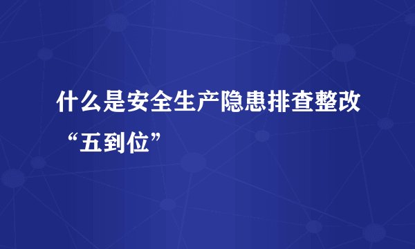 什么是安全生产隐患排查整改“五到位”