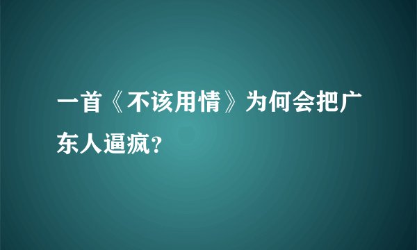 一首《不该用情》为何会把广东人逼疯？