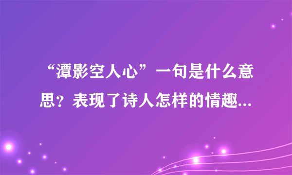 “潭影空人心”一句是什么意思?表现了诗人怎样的情趣与追求?