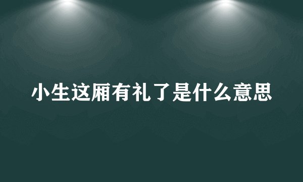 小生这厢有礼了是什么意思