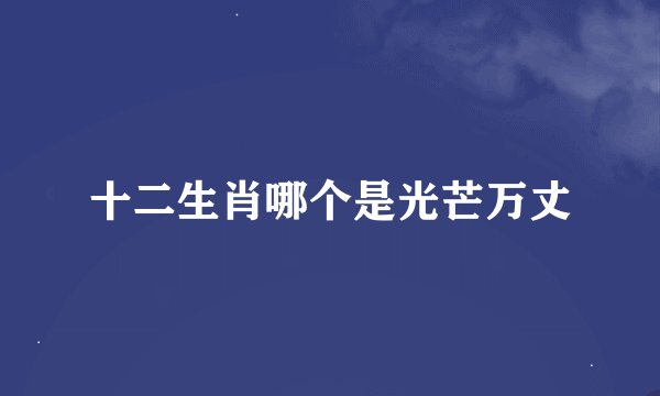 十二生肖哪个是光芒万丈