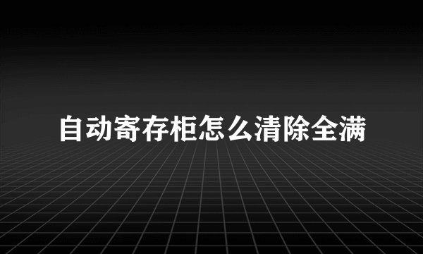自动寄存柜怎么清除全满
