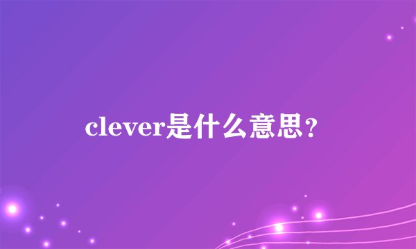 clever是什么意思？