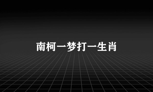 南柯一梦打一生肖