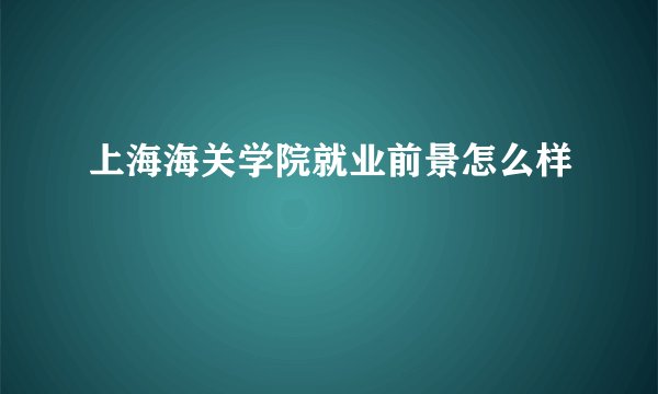 上海海关学院就业前景怎么样