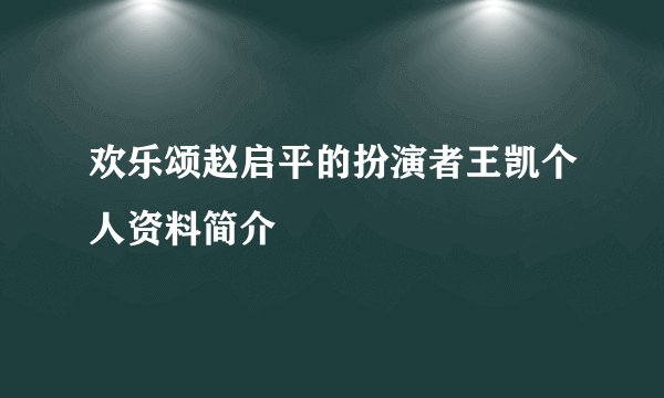 欢乐颂赵启平的扮演者王凯个人资料简介