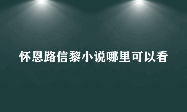 怀恩路信黎小说哪里可以看