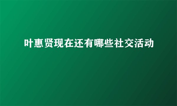 叶惠贤现在还有哪些社交活动
