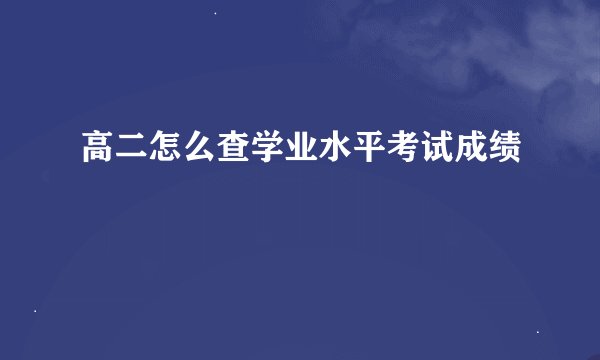 高二怎么查学业水平考试成绩