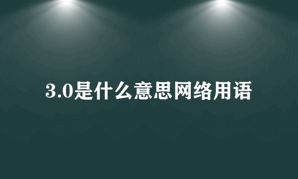 3.0是什么意思网络用语