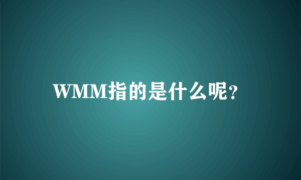 WMM指的是什么呢?