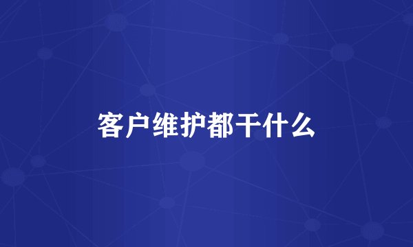 客户维护都干什么