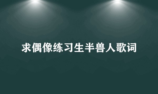求偶像练习生半兽人歌词