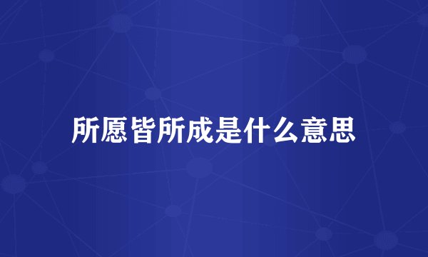 所愿皆所成是什么意思