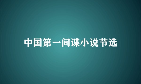中国第一间谍小说节选