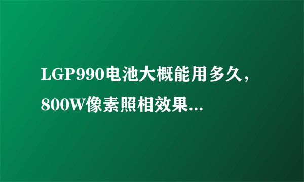 LGP990电池大概能用多久，800W像素照相效果好不好？有哪位清楚？