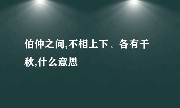 伯仲之间,不相上下、各有千秋,什么意思