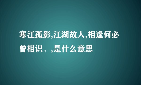 寒江孤影,江湖故人,相逢何必曾相识。,是什么意思