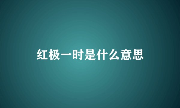 红极一时是什么意思