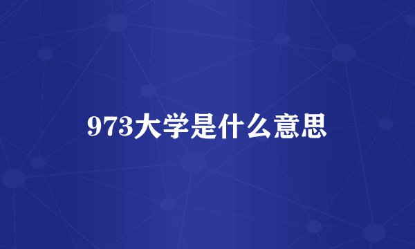 973大学是什么意思