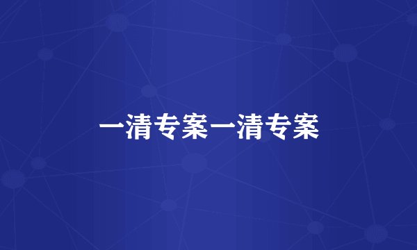 一清专案一清专案