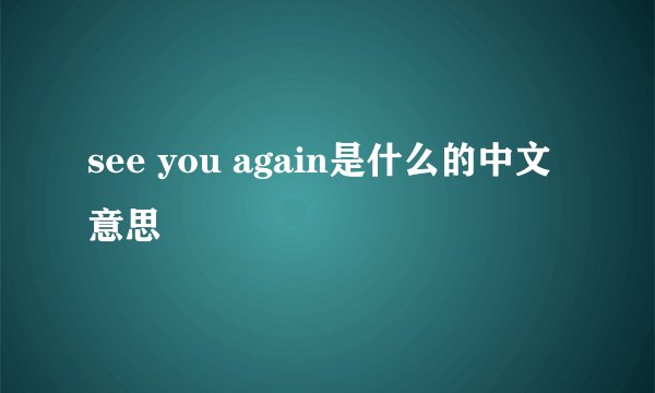 see you again是什么的中文意思