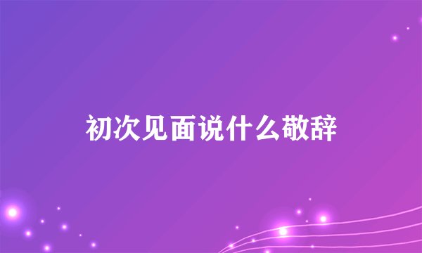 初次见面说什么敬辞