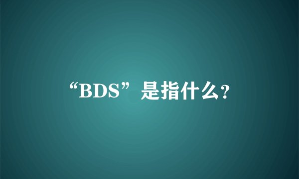 “BDS”是指什么?
