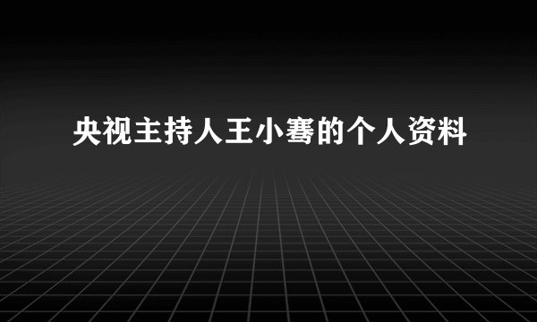 央视主持人王小骞的个人资料