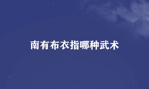 南有布衣指哪种武术