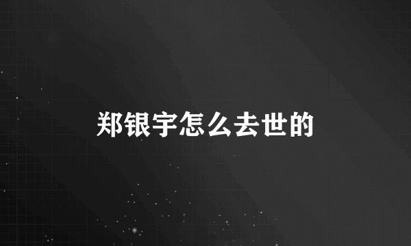 郑银宇怎么去世的