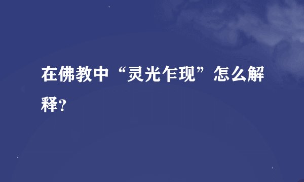在佛教中“灵光乍现”怎么解释？