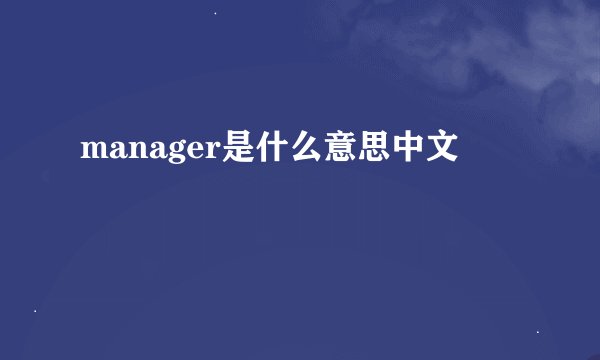 manager是什么意思中文