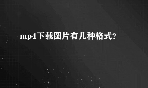mp4下载图片有几种格式？
