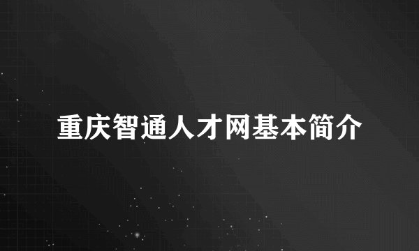 重庆智通人才网基本简介