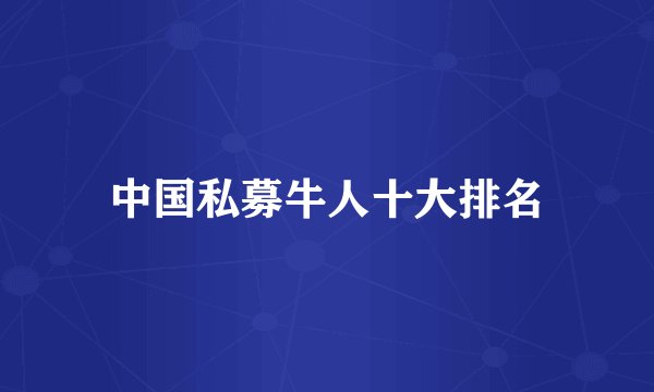 中国私募牛人十大排名