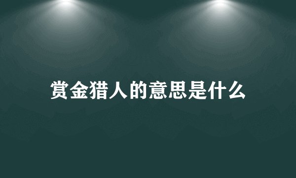 赏金猎人的意思是什么