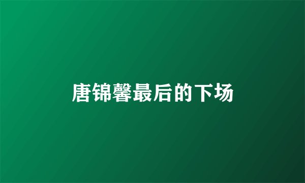 唐锦馨最后的下场