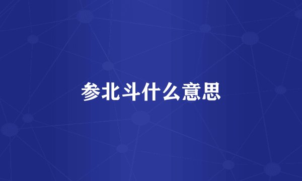 参北斗什么意思