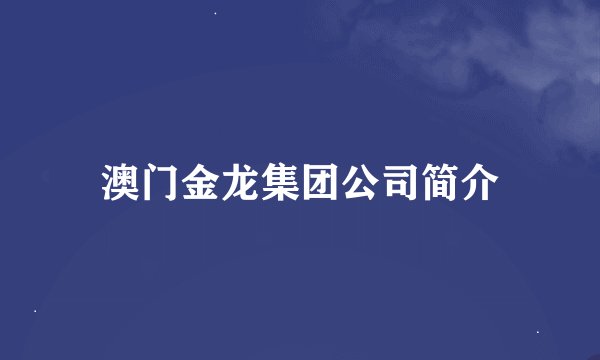 澳门金龙集团公司简介