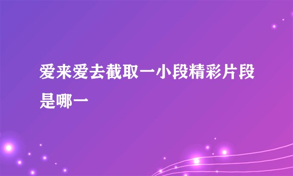 爱来爱去截取一小段精彩片段是哪一